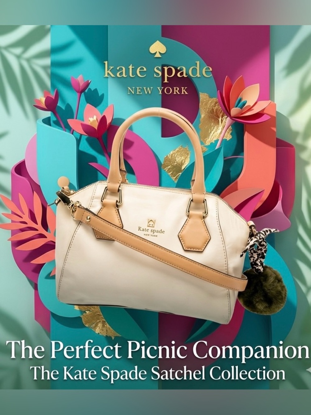 Kate Spade Cream Leather Satchel Crossbody Bag | Neutral Everyday Classic